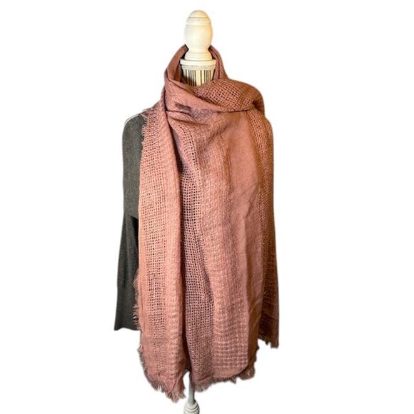 Taleen Mauve Pink Knitted Stylish Warm Scarf Women Sz 74x31 - Picture 1 of 7